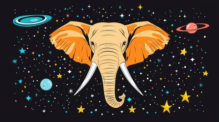 Wall Mural - cosmic elephant a celestial portrait