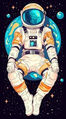 Wall Mural - astronaut contemplating earth from space a cosmic illustration