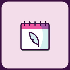 Poster - Calendar Icon with Quill Feather Design Element