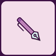 Poster - Elegant Purple and Teal Fountain Pen Icon Design