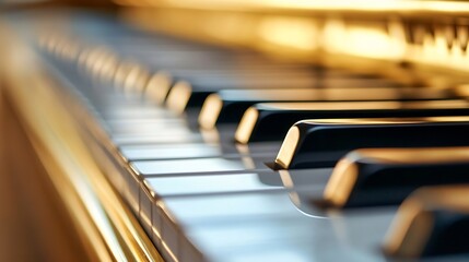 Poster - Close up of piano keys highlighting the elegance and beauty of music creation : Generative AI