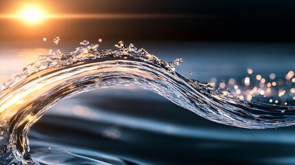 Poster - Stunning wave of water sparkles in the sunlight creating an enchanting view of the sea : Generative AI