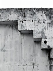 Poster - Abstract monochrome photo showcasing a textured concrete wall with rugged details and shadows : Generative AI