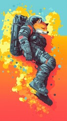 Wall Mural - cosmonaut fox in space a dreamy digital illustration