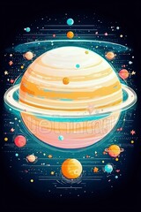 Wall Mural - whimsical planetary system a colorful cosmic illustration