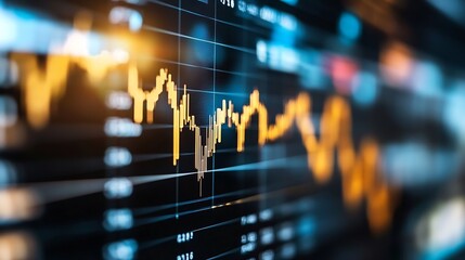 Leinwandbilder - Dynamic Stock Market Chart Displaying Fluctuating Graph Lines and Candlesticks for Financial Analysis : Generative AI