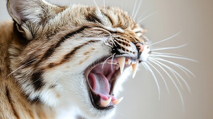 Aufkleber - Close up of a roaring tiger showcasing its fierce teeth and intense expression in a vivid portrait : Generative AI