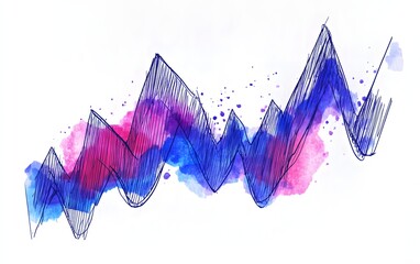 Poster - A vibrant and artistic representation of a line chart showcasing data trends and analytics. The colorful blend of blue and pink emphasizes growth and analysis in business.