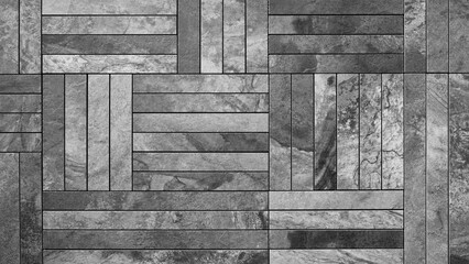 Leinwandbilder - A gray tile floor with a pattern of wood and stone. The tiles are arranged in a way that creates a sense of depth and texture. Scene is one of sophistication and elegance