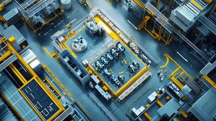 Poster - aerial view of a modern industrial facility showcasing advanced technology and organized production 