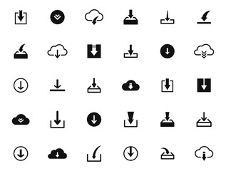 Aufkleber - Download Icon Set. Download files icons. Data download icon. Upload cloud storage sign. Vector illustration.