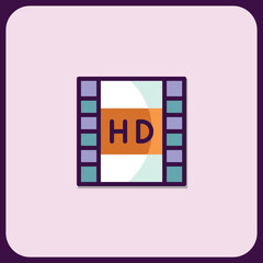 Poster - HD Video Film Reel Icon: High-Definition Media Playback Symbol