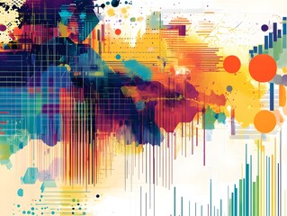 Poster - Vibrant abstract art featuring colorful splashes and intricate patterns, perfect for creative projects and digital designs. Ideal for backgrounds, posters, and modern artwork.
