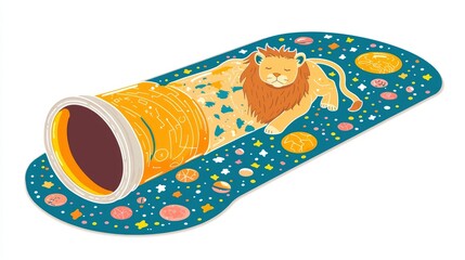 Wall Mural - majestic lion resting inside a celestial tunnel