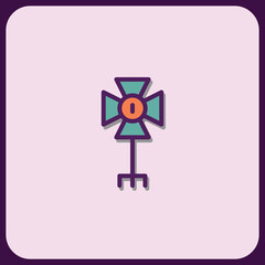 Poster - Abstract Cross-Shaped Icon with Central Orb and Tripod Base