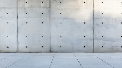 Fototapete - Modern concrete wall with textured surfaces and polished floor creating an industrial ambience : Generative AI