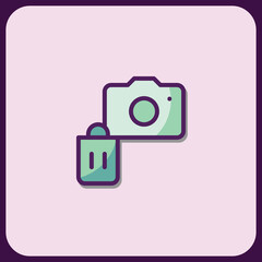 Poster - Camera Icon with Recycle Bin: Digital Photography Waste Management