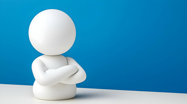 White Figurine Against a Simple Blue Background