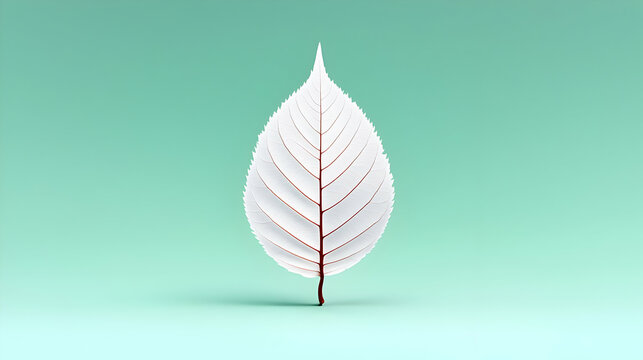 White Pixelated Leaf on Pale Green Background