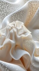Poster - textile drapery with intricate folds and delicate patterns illuminated by soft light showcasing eleg