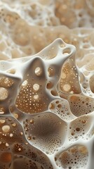 Poster - Close-up view of textured foam showcasing intricate patterns and bubbles under soft lighting