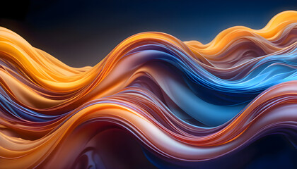 Aufkleber - Fluid, glossy ribbons of gold and blue intertwine.
