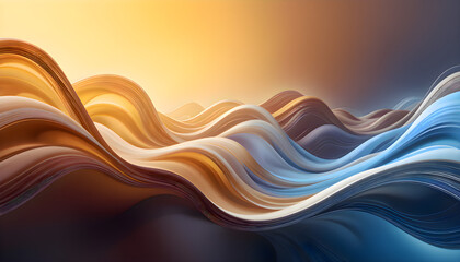 Aufkleber - Flowing layers of blue and gold waves.
