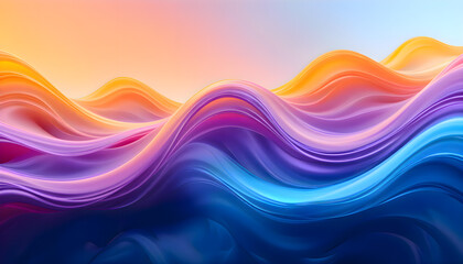 Aufkleber - A smooth blend of blue, orange, and purple waves.
