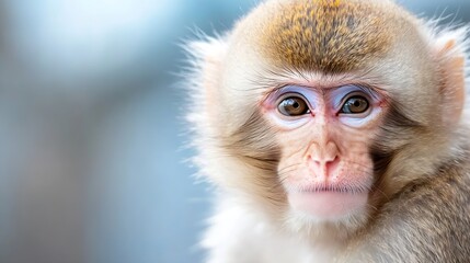 Poster - CloseUp of a Curious Monkey with Expressive Eyes and Soft Fur : Generative AI