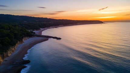 Wall Mural - Stunning Aerial View of the Calm Ocean at Sunset : Generative AI