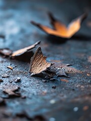 Aufkleber - Macro shot of wooden pencil shavings scattered on a dark surface : Generative AI