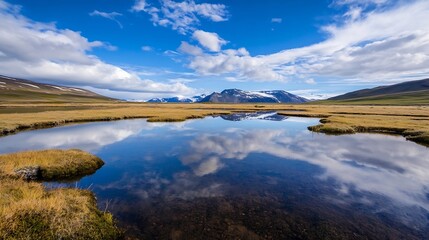 Poster - Stunning Reflection of Mountains on Calm Waters in Serene Nature Landscape : Generative AI