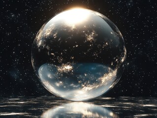 mysteries unfold in a black universe where a silver planet reflects cosmic wonders, revealing glimps