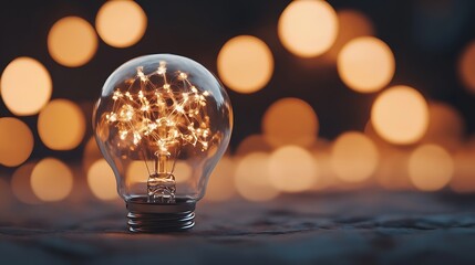 Aufkleber - Decorative lightbulb with artistic design showcasing warm glowing lights for creative inspiration : Generative AI