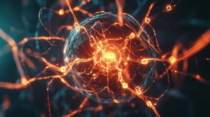 Fototapete - Visualization of gas molecules in dynamic motion creates captivating atomic structures. Generative AI