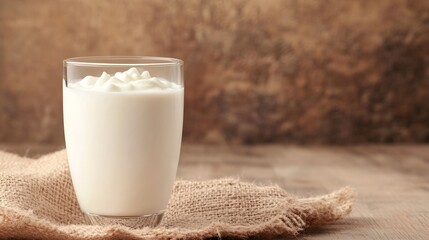 Poster - Creamy yogurt served in a clear glass with textured background : Generative AI