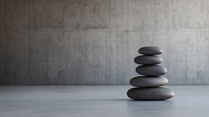 Fototapete - Stack of smooth pebbles symbolizing tranquility and balance in minimalistic setting : Generative AI