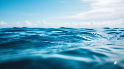 Poster - Serene ocean waves gently rolling under a bright blue sky painting a tranquil seascape perfect for relaxation : Generative AI