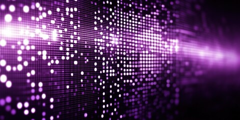 Poster - Digital pattern of glowing purple dots illuminating abstract waves in a dark space setting with a futuristic feel