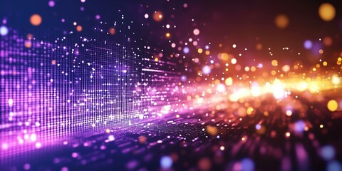 Poster - Abstract digital background with colorful light trails and bokeh effects for creative designs