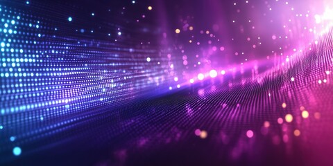 Poster - Colorful digital lights create an abstract background filled with shimmering particles and vibrant hues