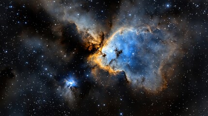 Wall Mural - a starry sky with a bright blue cloud in the middle