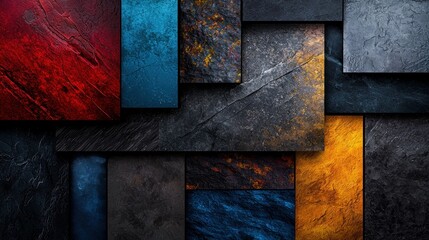 Poster - A colorful collage of different colored squares and rectangles