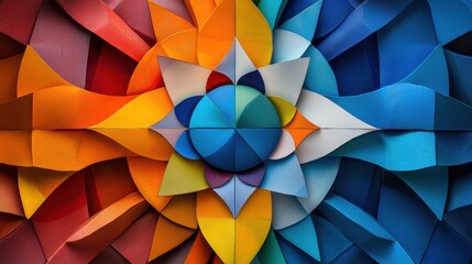 Poster - A colorful flower made of paper
