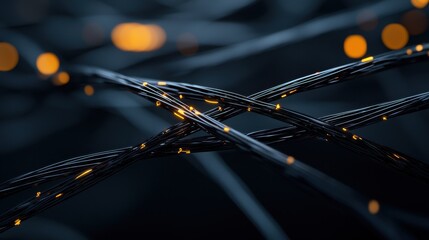 Poster - A black wire with orange lights on it