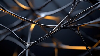 Fototapete - A close up of a black and orange wire like structure