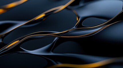Poster - A black and gold liquid with a wavy pattern