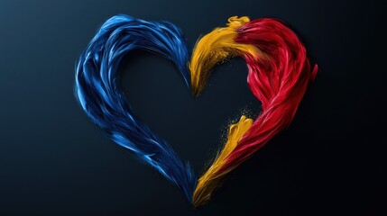 Poster - A heart made of blue and red paint