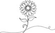 © Dream - Elegant Line Drawing of a Sunflower. Perfect for Modern Designs