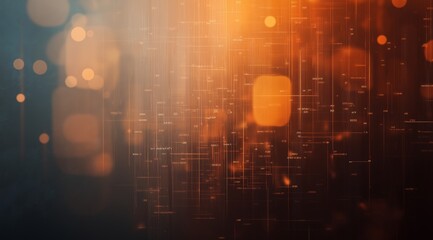 Poster - stylish technological background in orange tones with elements of digital data